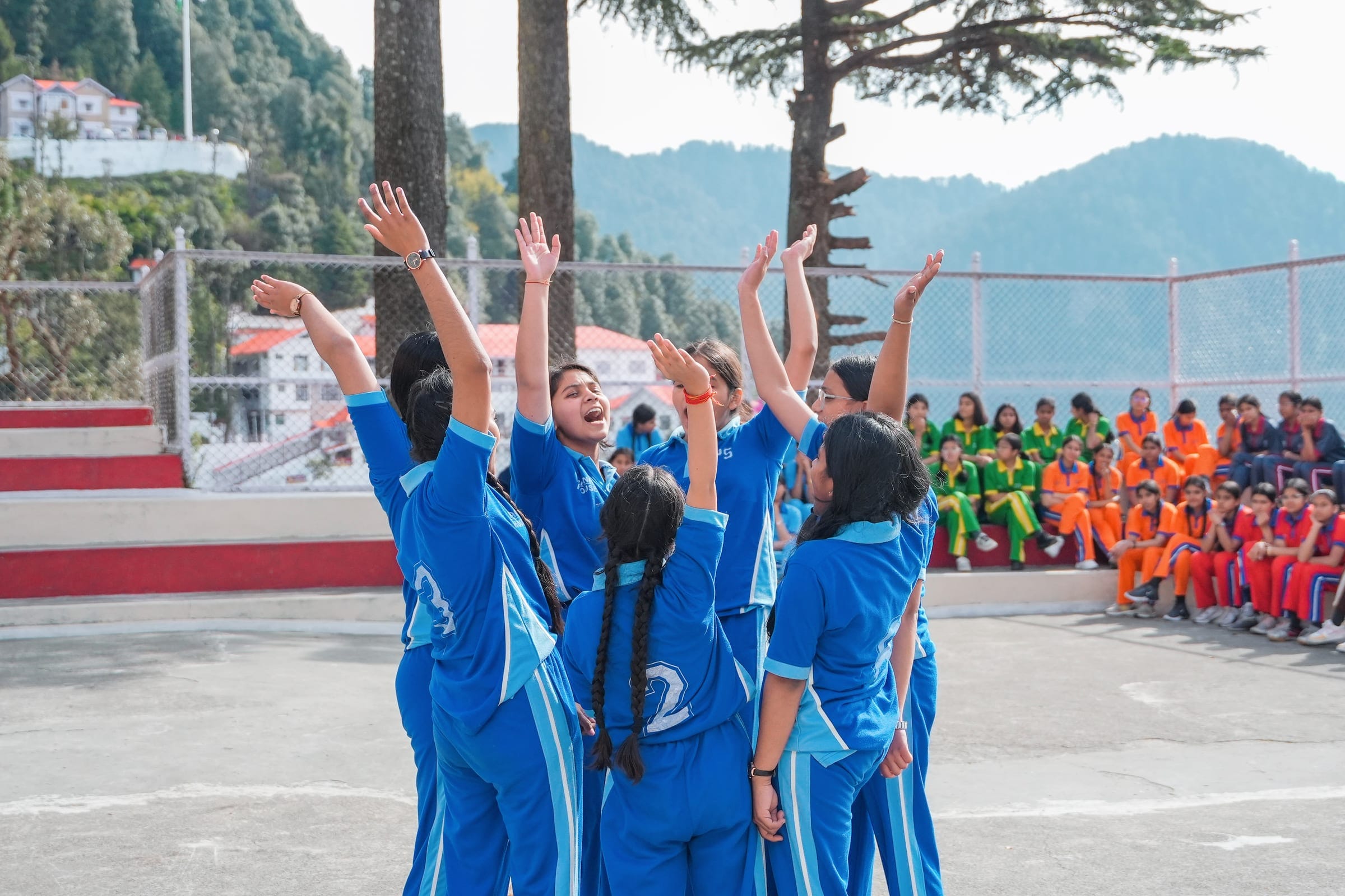 A girls' team celebrating
