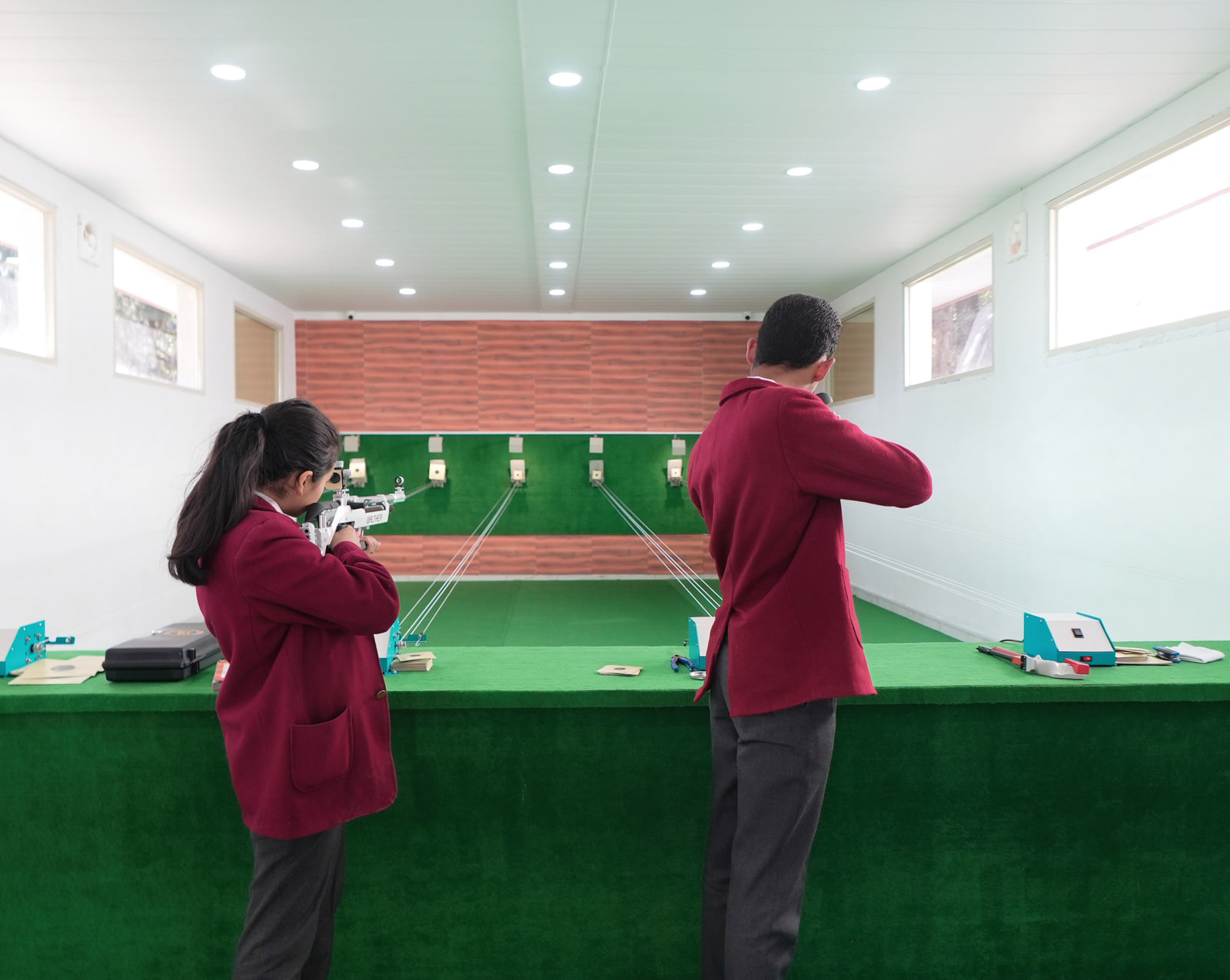 Students at the shooting range