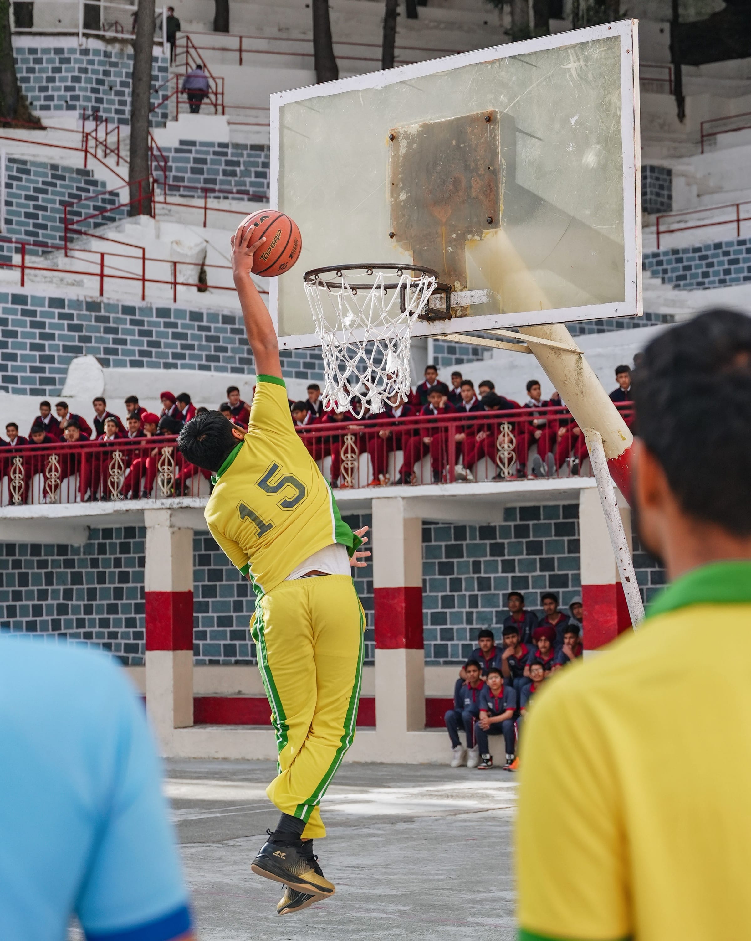 A basketball game on the mountain court